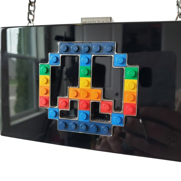 Les Petits Joueurs Lego Peace Sign Black Acrylic Clutch Bag Purse - Picture 15 of 16